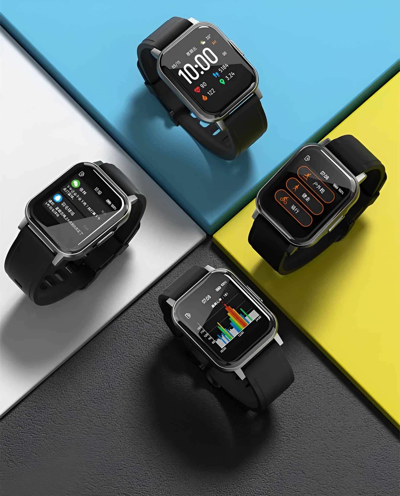 Black waterproof smart bracelet with 1.4-inch screen on a silicone wrist strap.