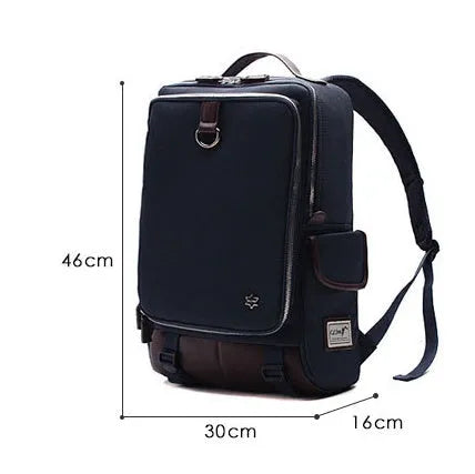 Modern Korean style men's backpack in Oxford cloth showing army green colour option.