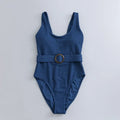 Navy blue women's triangle one-piece swimsuit with chest pad for swimming sports