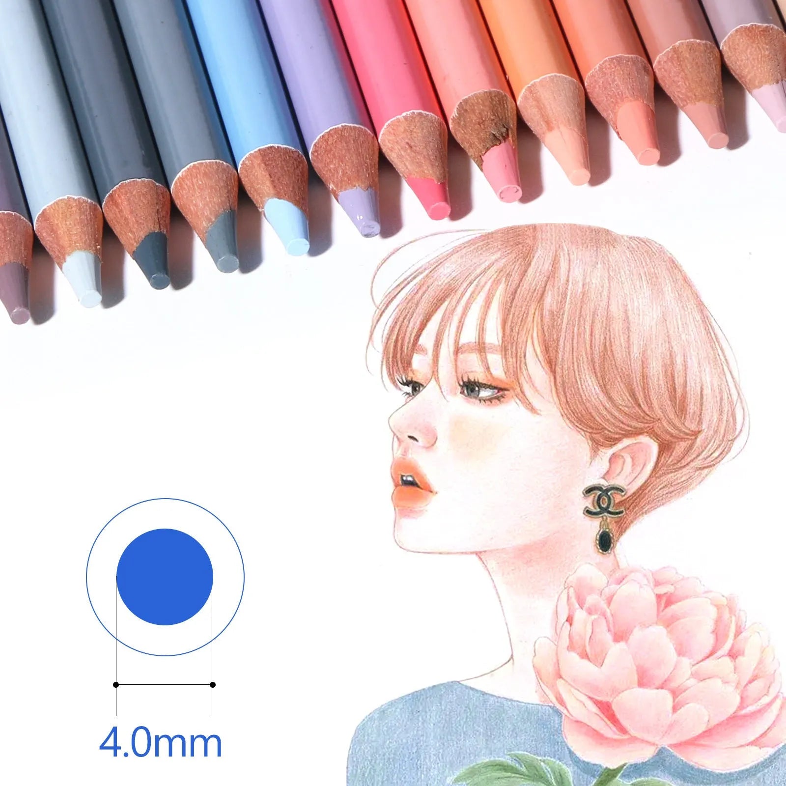 24-colour skin tone pencil set in iron tin with brush pot for portrait drawing