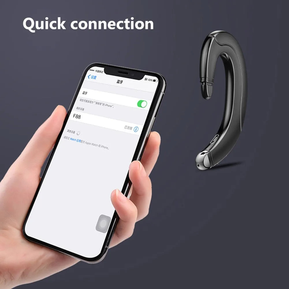 Single ear Bluetooth headset with mounted open ear design in black, blue or red colours