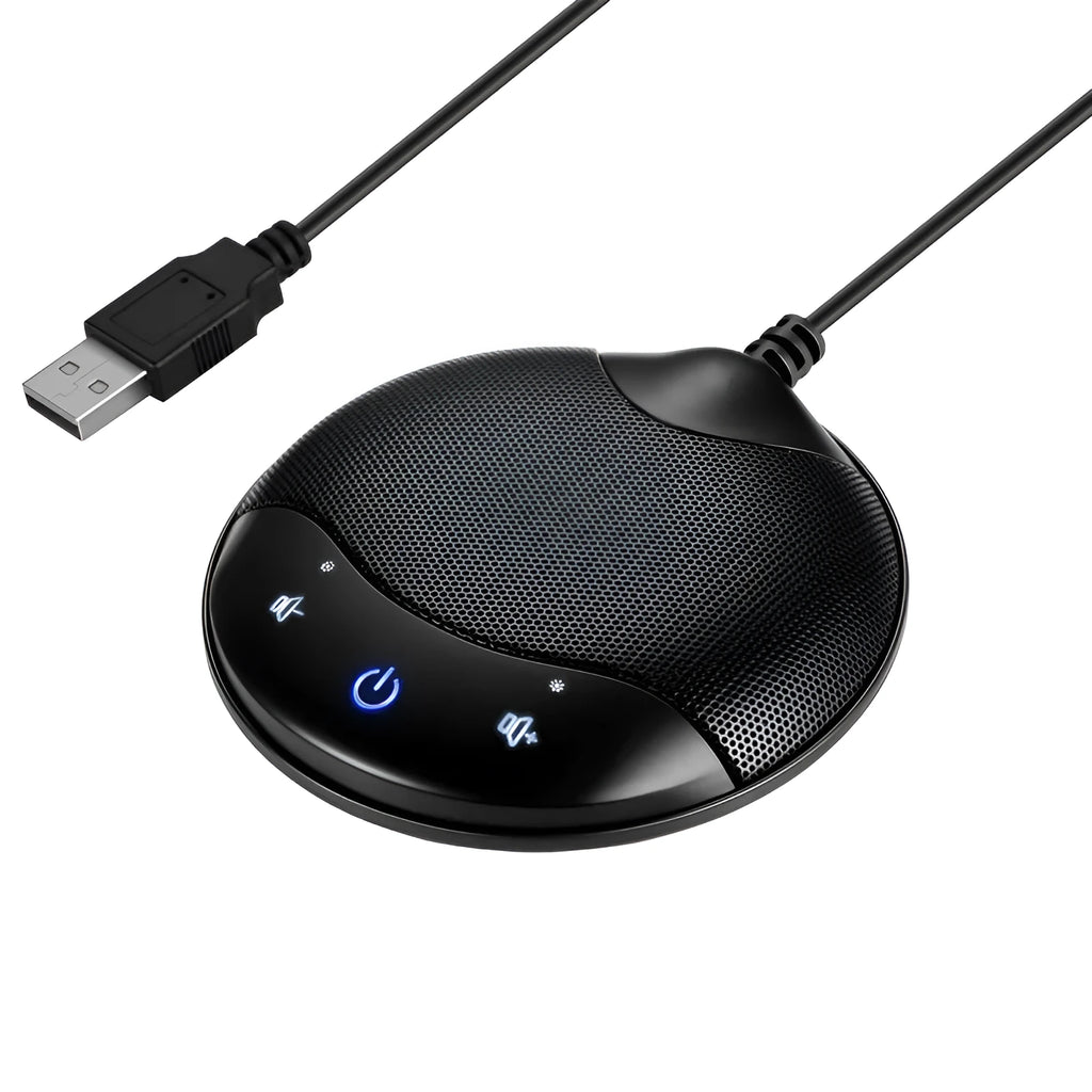 Black A7 USB condenser microphone for conference calls and gaming with 9cm compact design