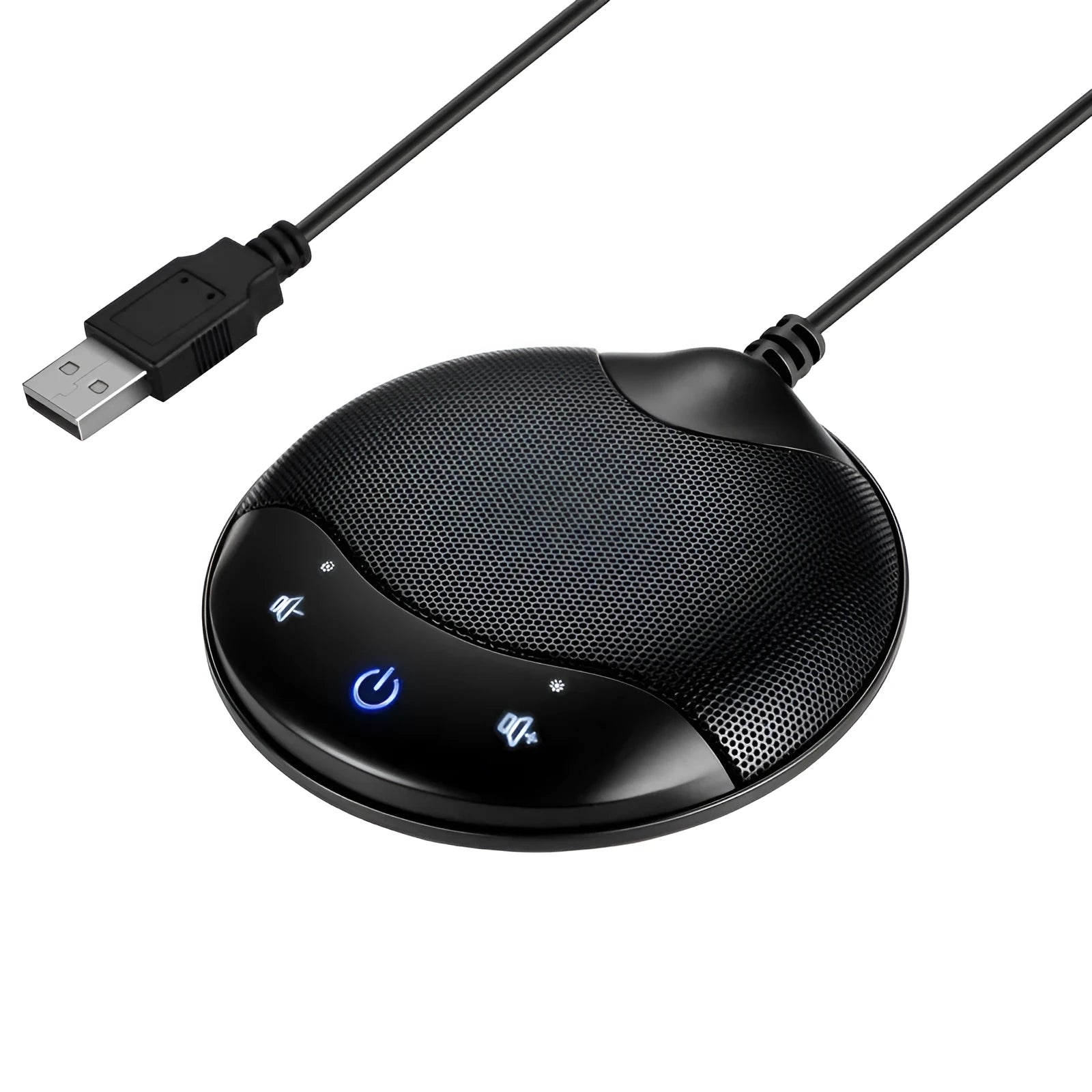 Black A7 USB condenser microphone for conference calls and gaming with 9cm compact design