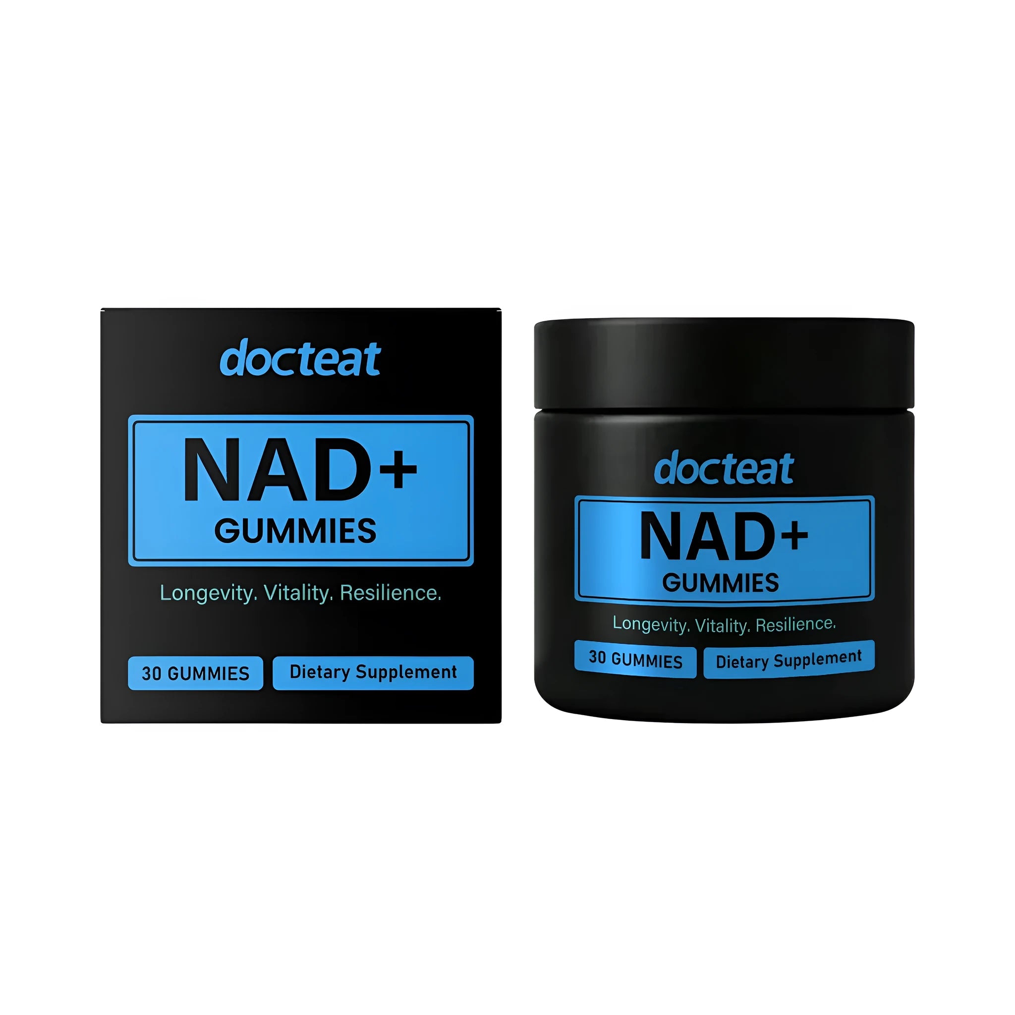 Green soft candy gummy dietary supplements in a pack, showing 30 pieces containing NAD and nicotinamide nucleoside.