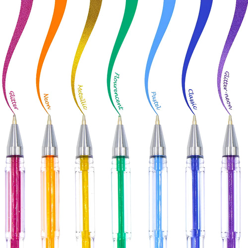 Set of 100 gel colour pens with watercolour and highlighter effects in assorted colours