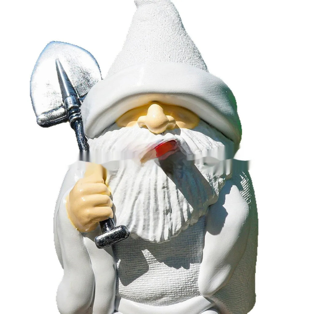 Resin Christmas ornament featuring a detailed smoking shovel dwarf character design for festive decoration.