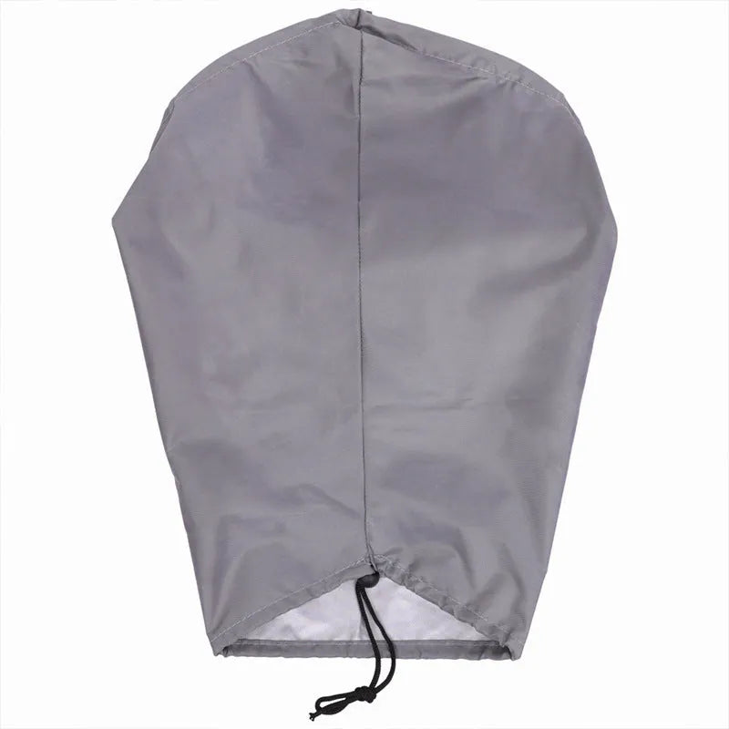 Waterproof cover for new energy vehicle charging port in grey colour showing drawstring closure
