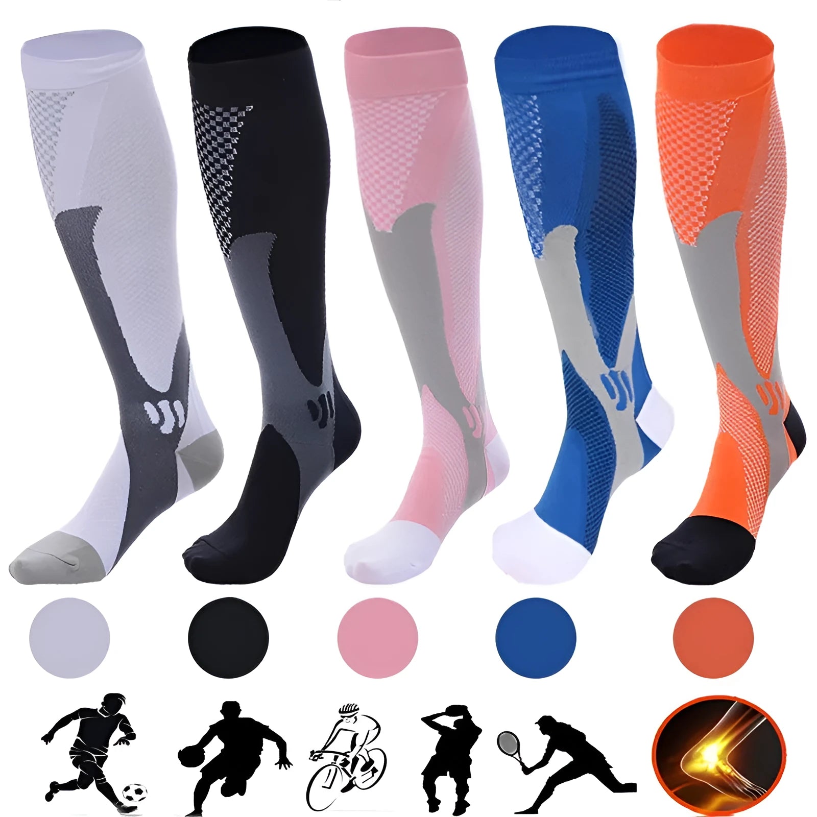 Graduated compression socks in athletic fit for running and travel