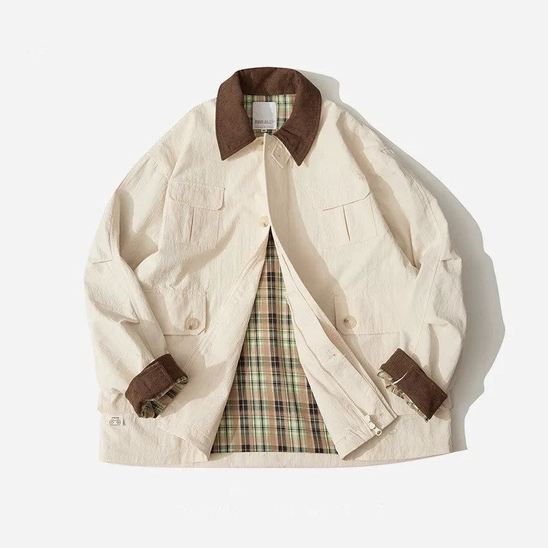 Unisex solid colour polyester jacket with side seam pockets in green or apricot