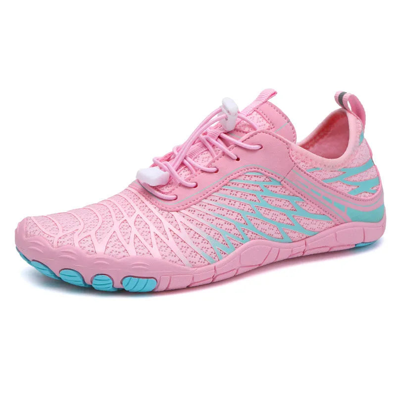 White lace-up casual sports shoes with a breathable inner and textured non-slip rubber outsole.