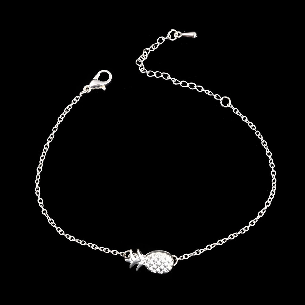 Women's alloy bracelet with a simple pineapple shape in gold or silver finish.
