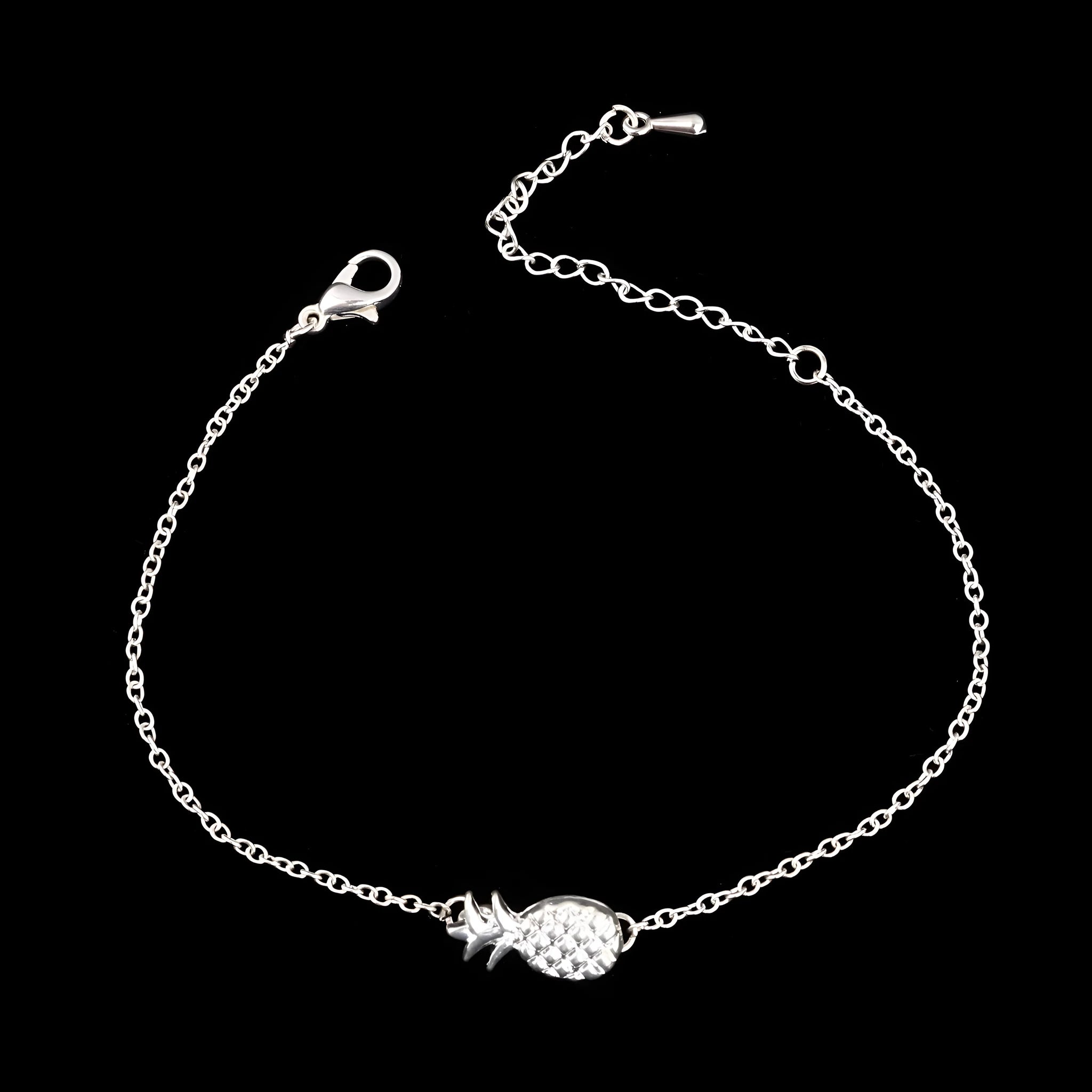 Women's alloy bracelet with a simple pineapple shape in gold or silver finish.