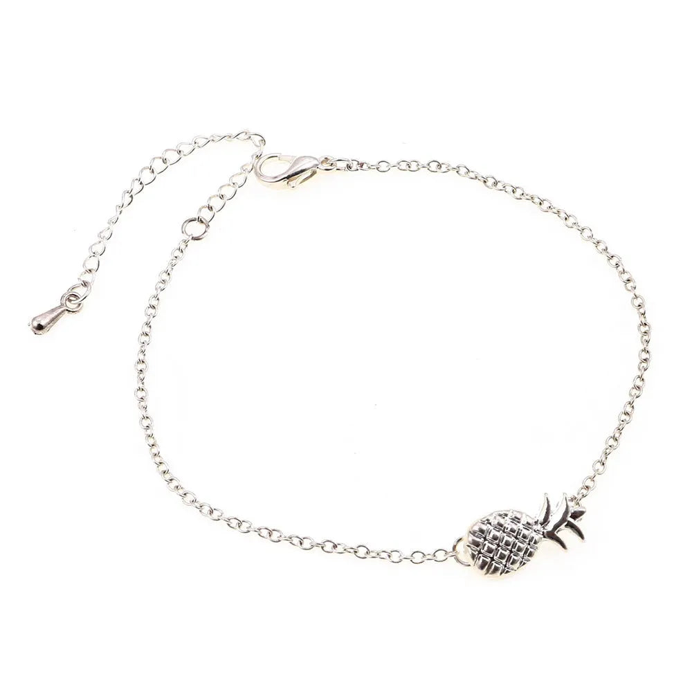 Women's alloy bracelet with a simple pineapple shape in gold or silver finish.