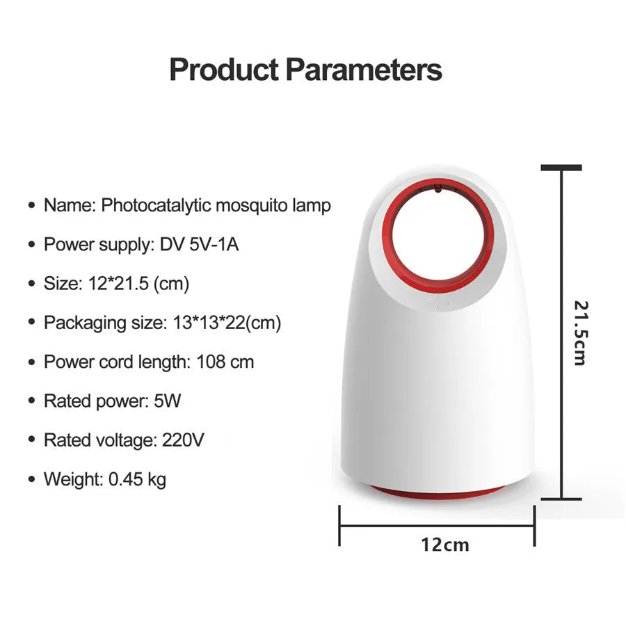 Black or white USB mosquito killer lamp with UV LED light and waterproof ABS housing