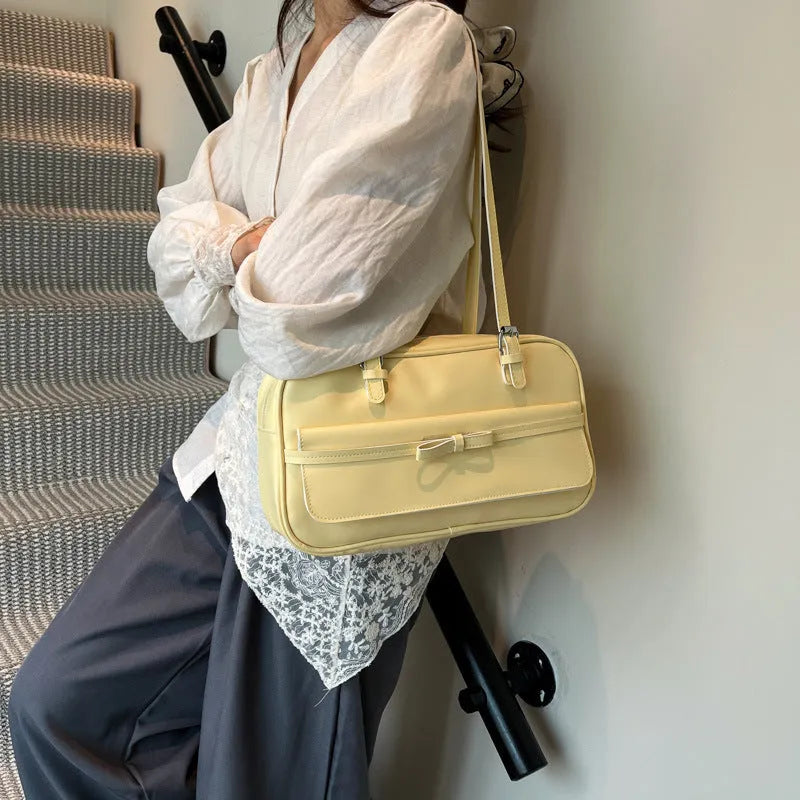 Women's square PU leather shoulder bag with flap closure and double straps in multiple colour options
