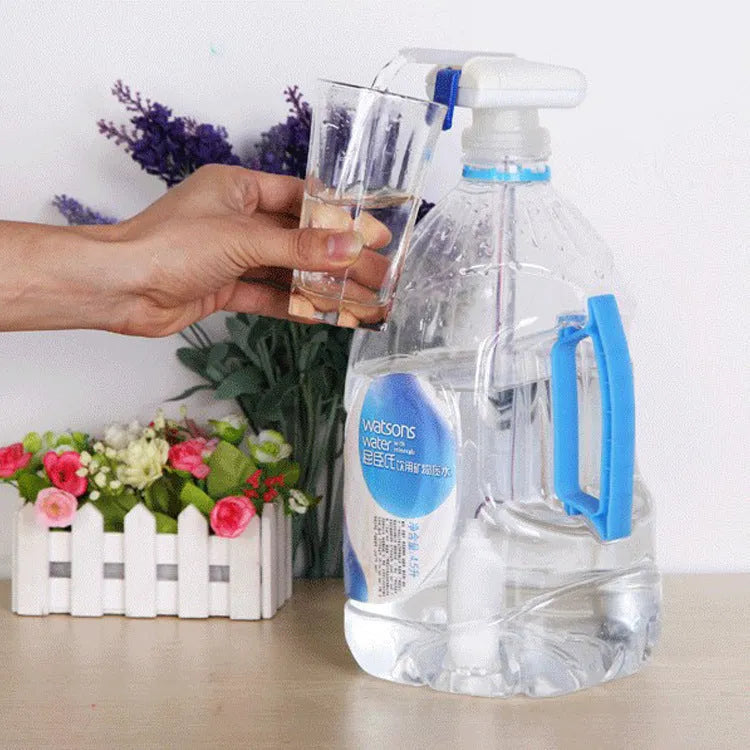 Electric pumping water device with silicone straw for milk and juice transfer with blue pressure handle