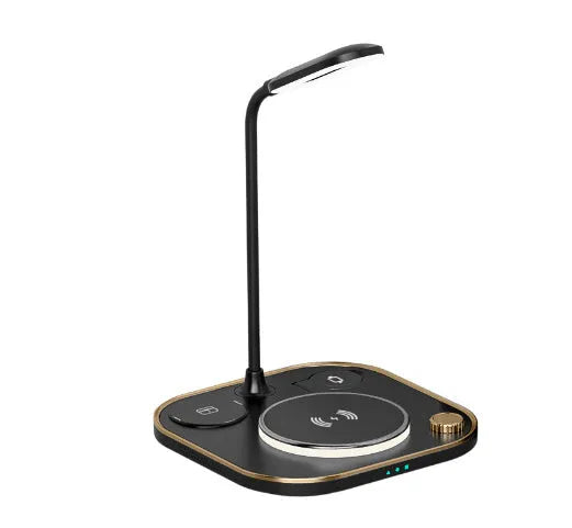 Black three-in-one wireless magnetic charger desk lamp with 15W fast charging for iPhones and Android phones
