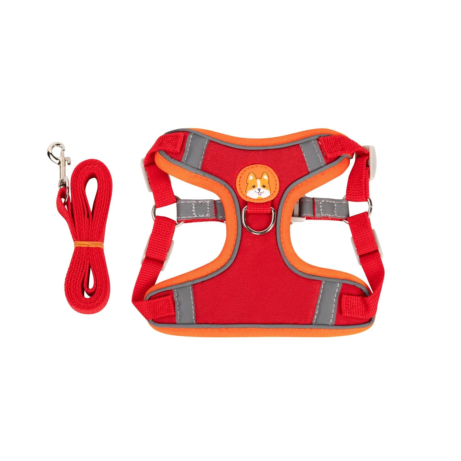 Adjustable dog harness vest in six colours with haulage rope leash attachment
