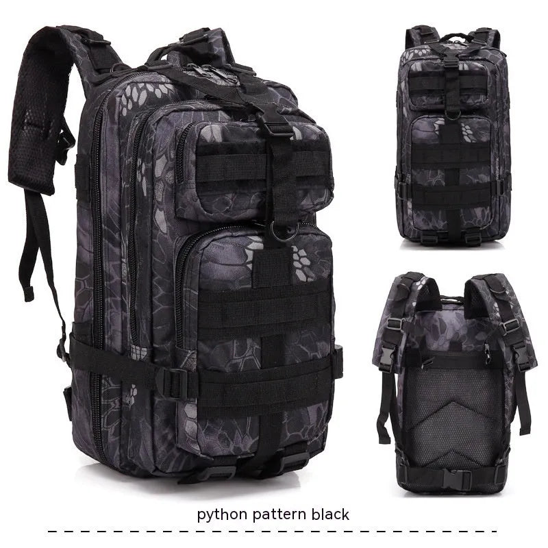 Large khaki hiking backpack with air pillow belt system for off-road mountaineering and outdoor sports