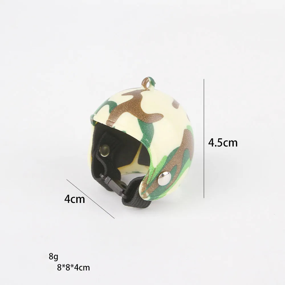 Small pet safety helmet for chickens and birds with adjustable elastic bands
