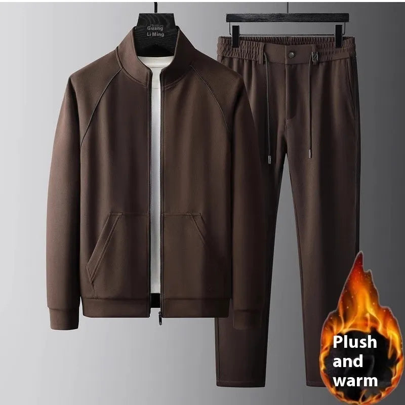 Men's stand collar sports suit in polyvinyl alcohol fibre with slim fit and long sleeves