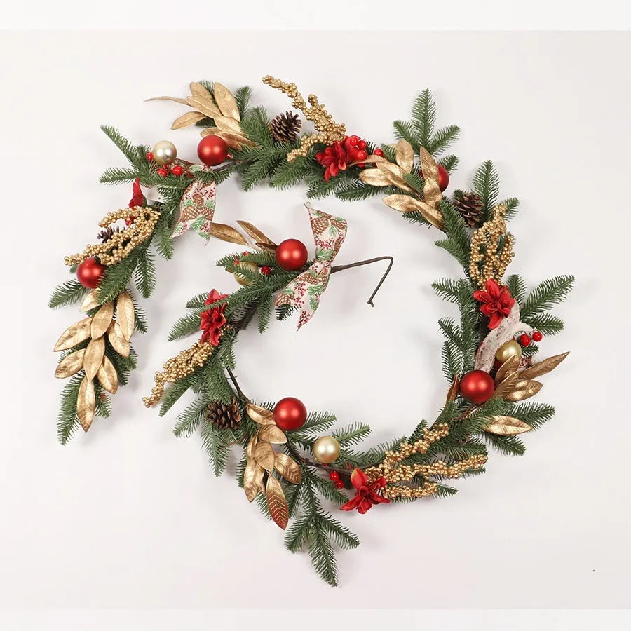 American country style plastic Christmas garland in four sizes with optional LED lighting for ceiling or wall display
