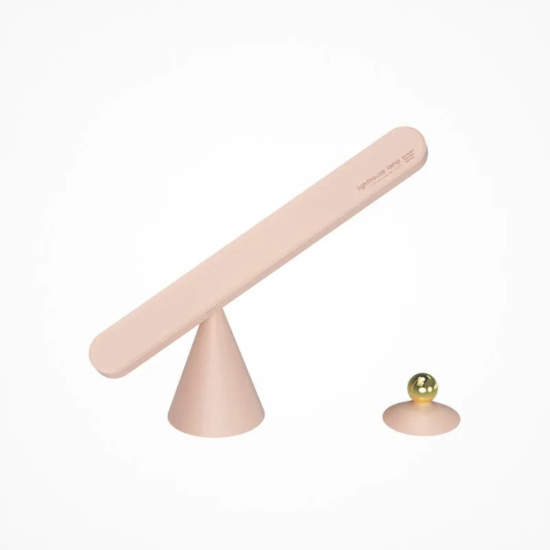 Geometric wireless table lamp with magnetic base in khaki colour