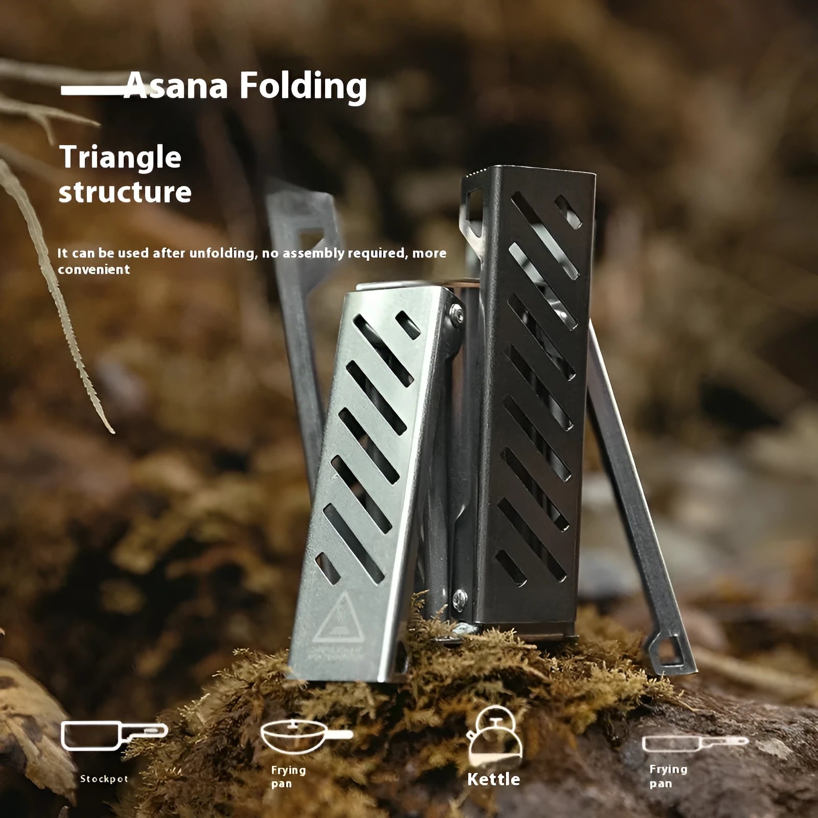 Hexagon foldable alcohol stove in black or silver colour with aluminium alloy construction