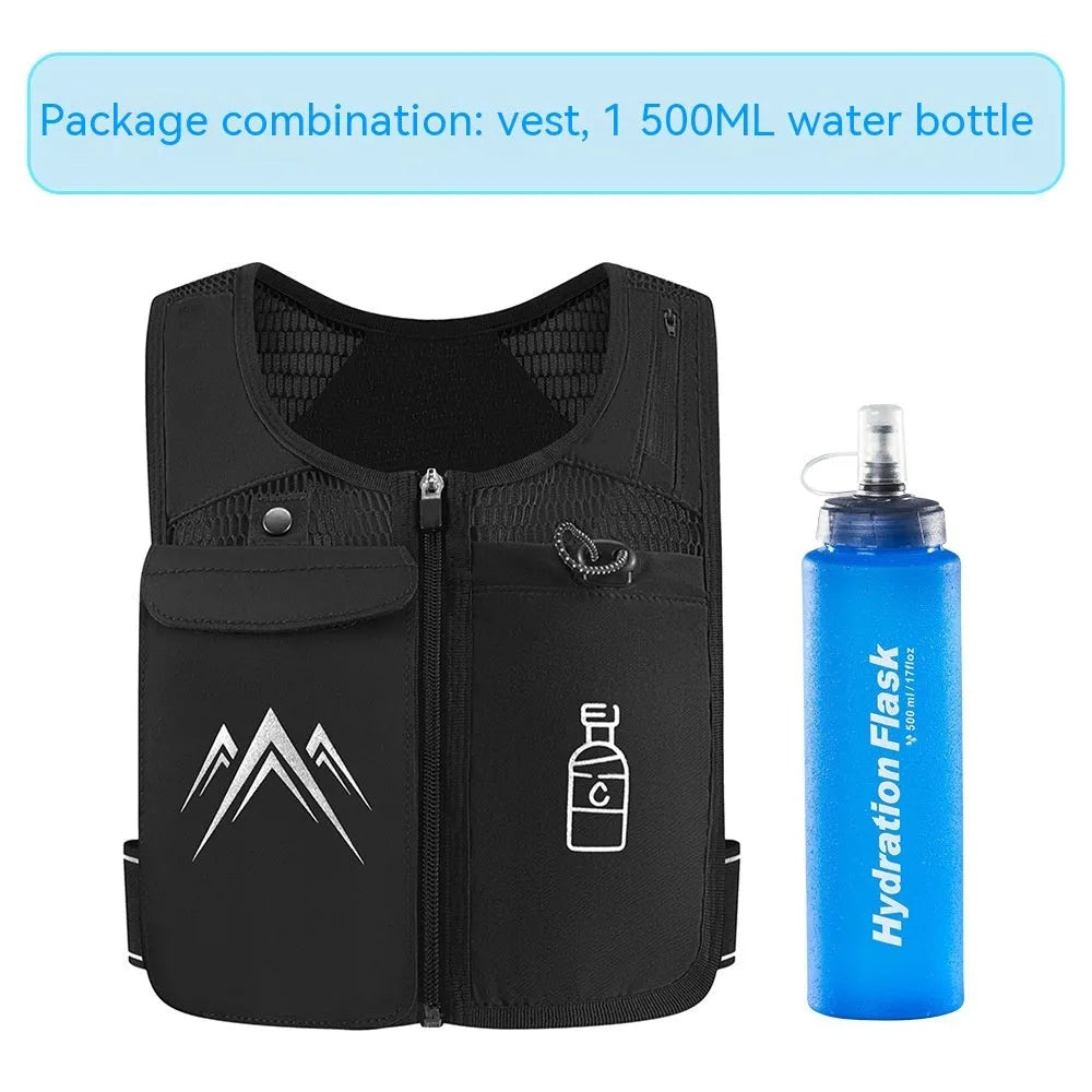 Sports running vest with integrated phone pocket in breathable mesh fabric