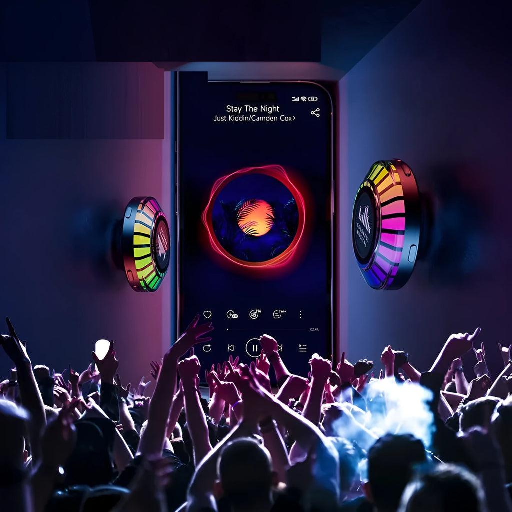 Compact voice control Bluetooth LED atmosphere lamp projecting polar light with stereo sound
