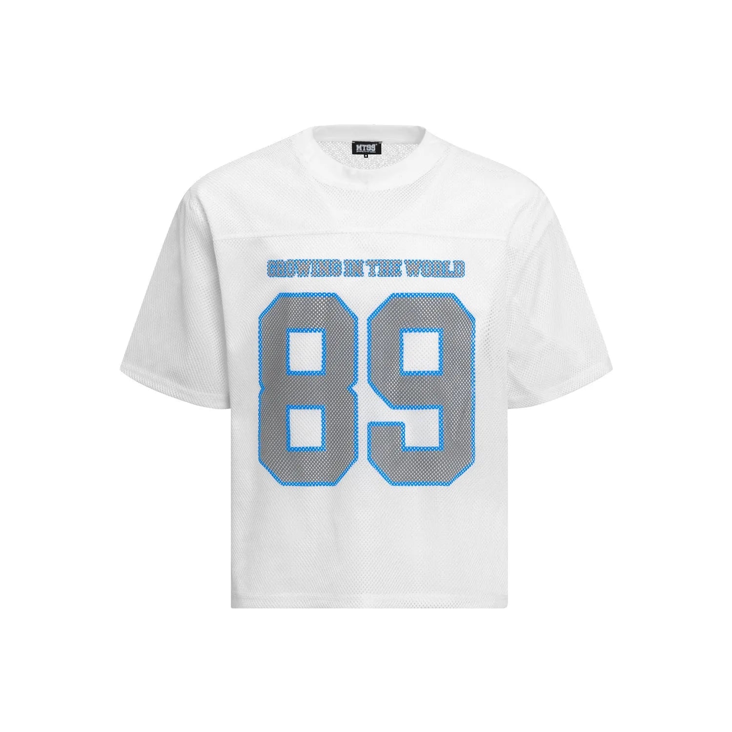 Men's loose-fit casual t-shirt in black or white with short sleeves and polyester blend construction