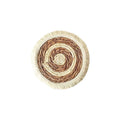 Round papyrus straw placemat with decorative tassels in modern solid colour design