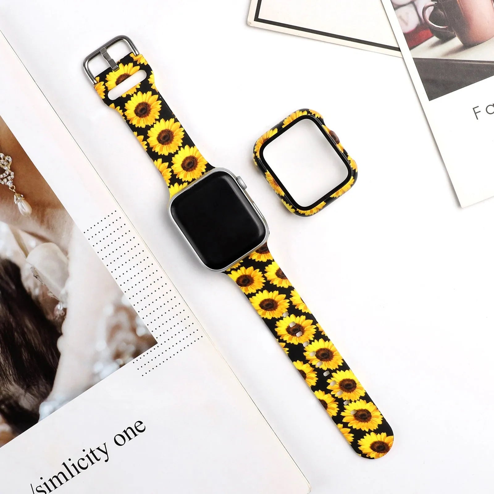 Printed silicone watch strap for Apple iWatch in multiple sizes and design options