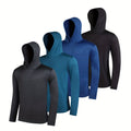 4-piece men's lightweight polyester hoodie set displayed in multiple colour options with size range S to XXXL