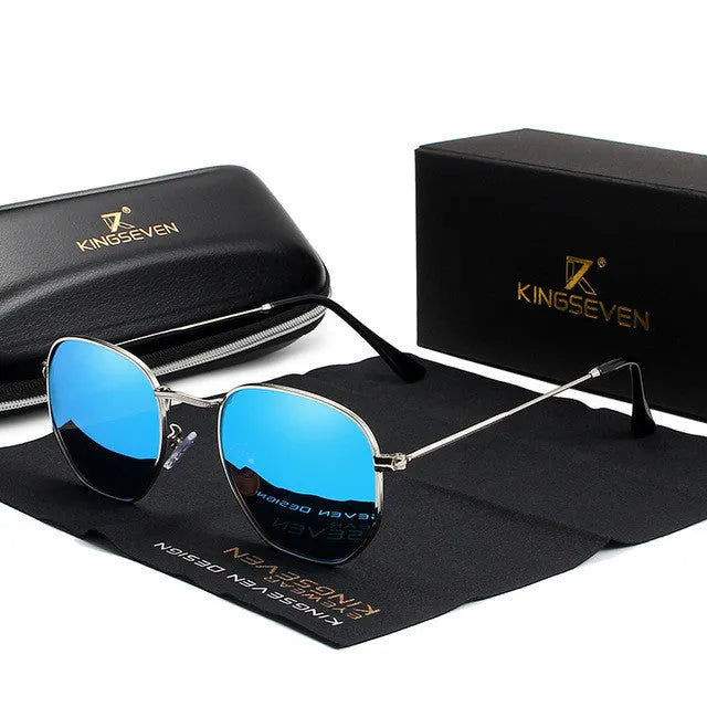 Classic round-frame sunglasses for men in various colours on a white background.