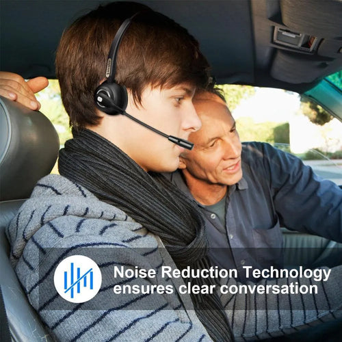 Bluetooth headset with microphone for truck drivers and office use with noise cancellation feature