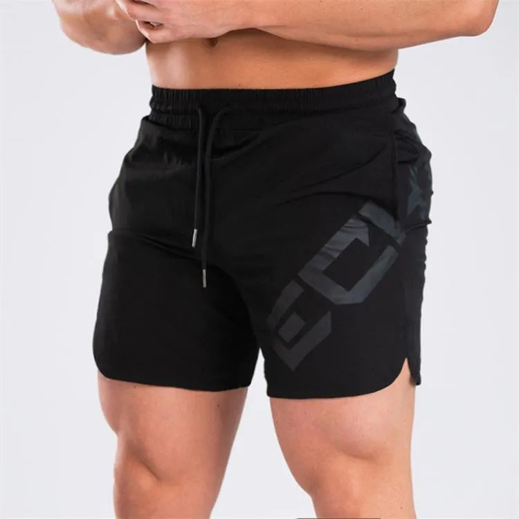 Men's elastic thin training running shorts in knee-length design with quick-drying nylon blend fabric