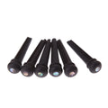 Set of six matt black ebony guitar string nails with 5.3mm bayonet diameter.