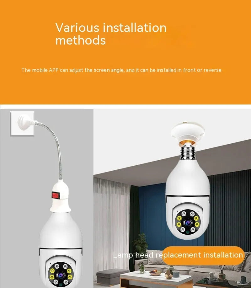 Wireless wifi bulb security camera with 1080p resolution and night vision