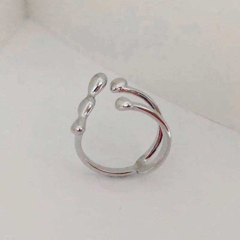 Brass women's fashion ring with spherical design in gold or silver adjustable ring
