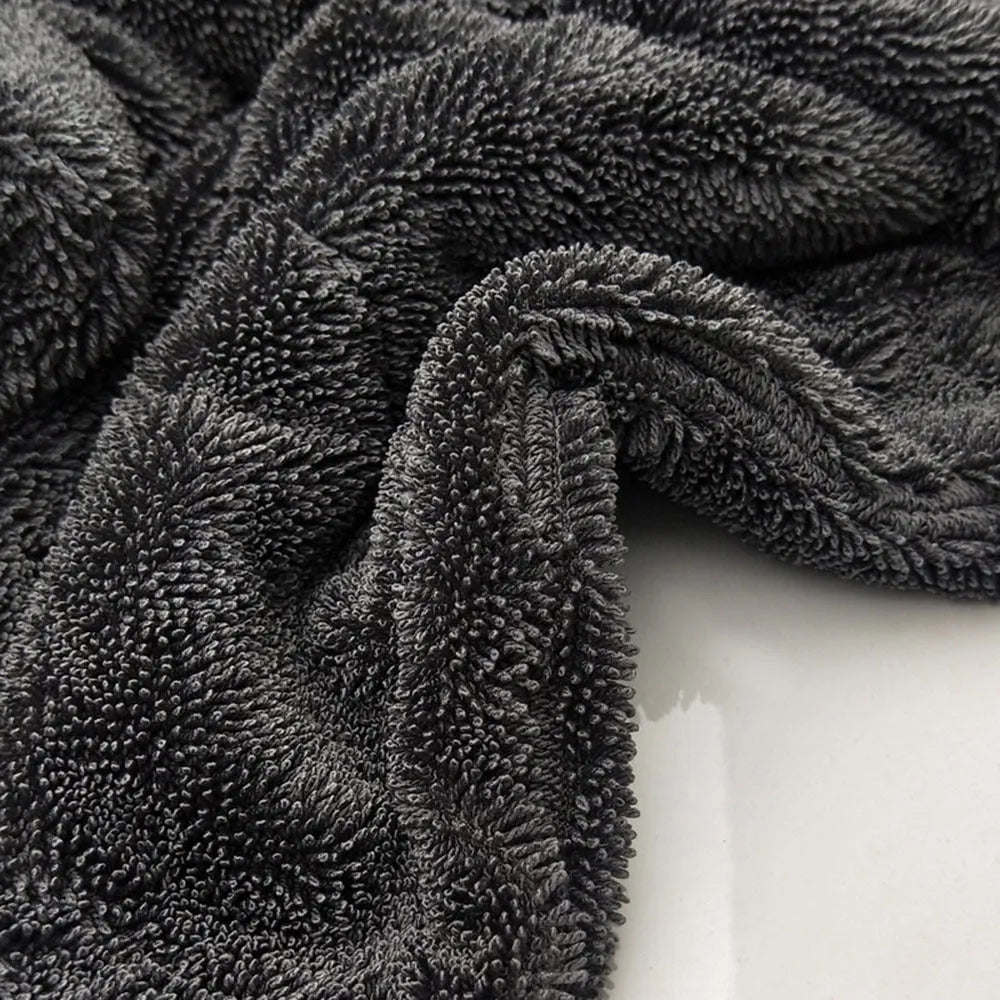 Grey 40cm square microfiber car wash towel for drying vehicles