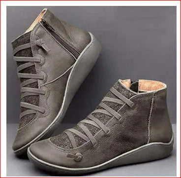 Women's casual flat booties with wedge heel and round toe in multiple colour options