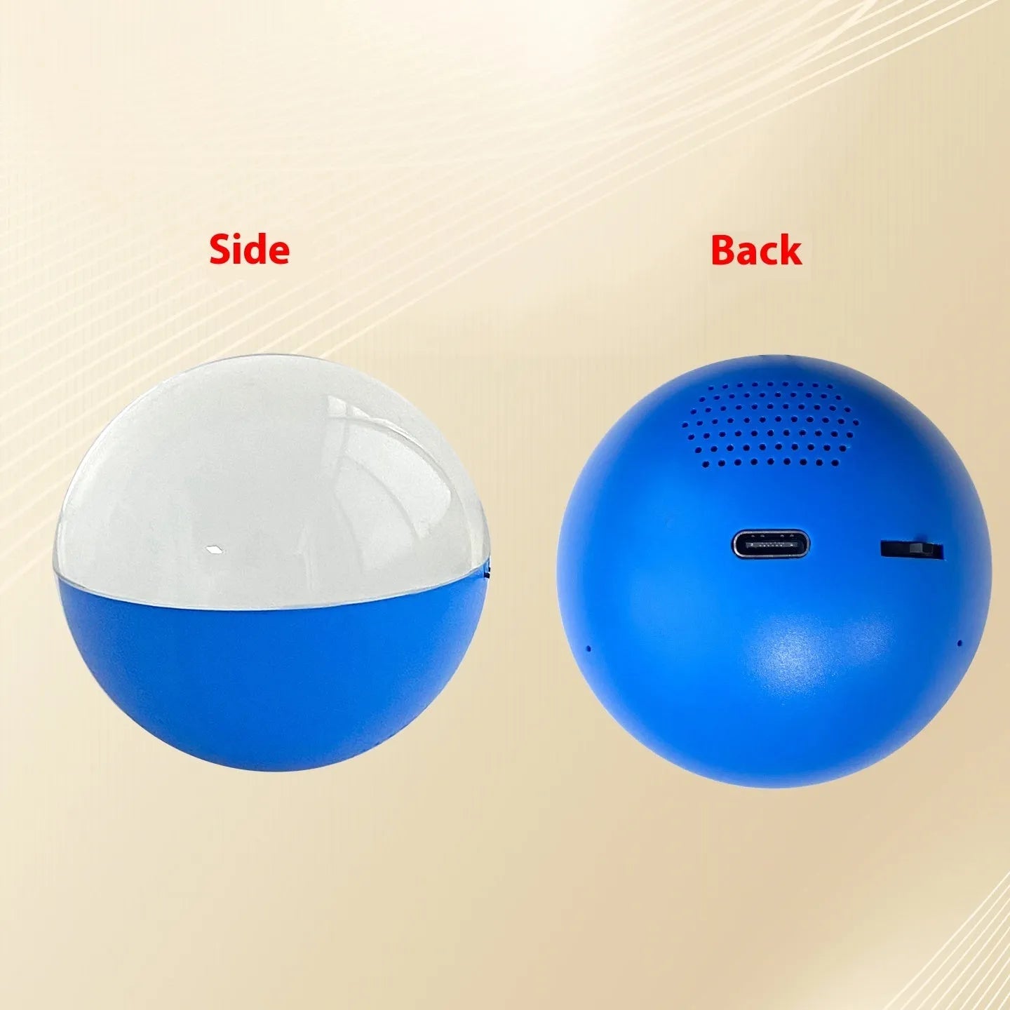 Electronic ball video player with 2.1-inch round screen showing video playback