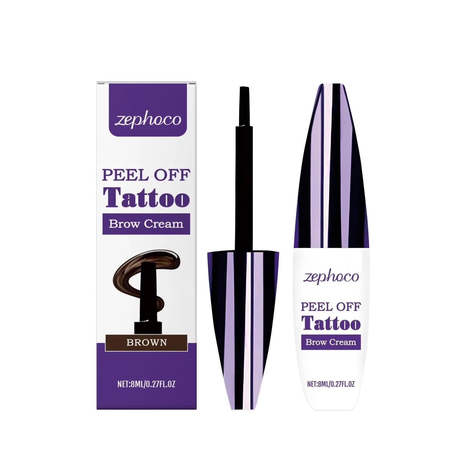 Tearable liquid eyebrow pencil in black, brown and light brown shades with waterproof formula