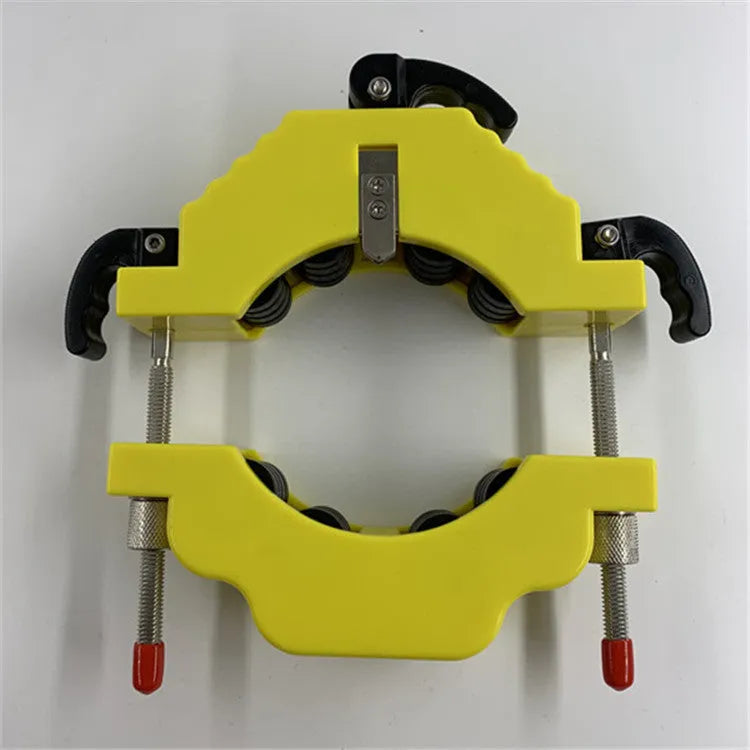 Yellow plastic and stainless steel bottle cutting tool for DIY glass crafts