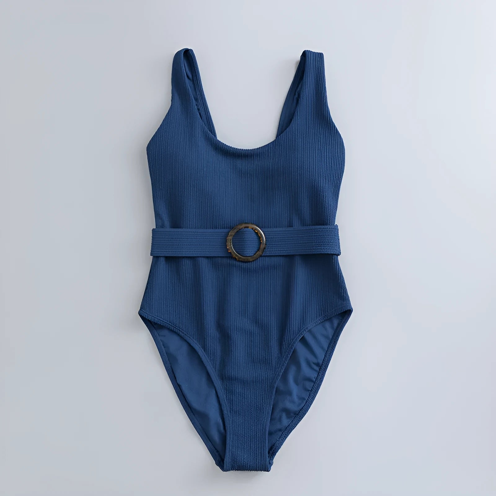Navy blue women's triangle one-piece swimsuit with chest pad for swimming sports