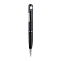 Black pen shaped audio recorder with zinc alloy shell measuring 140mm length