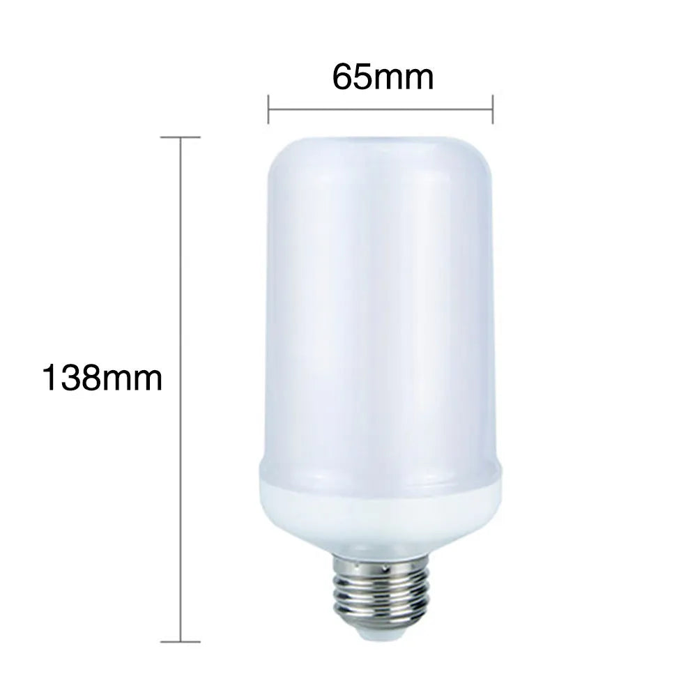 7W LED flame effect bulb showing flickering fake fire light in three modes