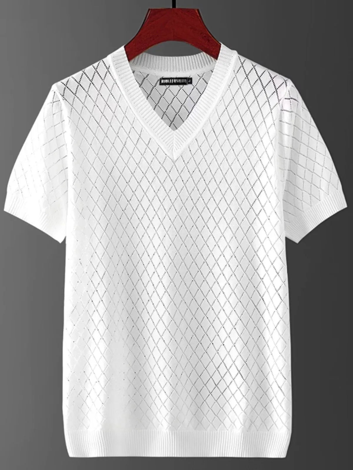 Men's black and white V-neck and round neck t-shirts in Korean style chemical fibre blend fabric
