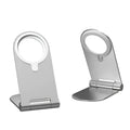 Silver vertical magnetic bracket body made of aluminium alloy and plastic for iPhone 12, measuring 105mm x 110mm